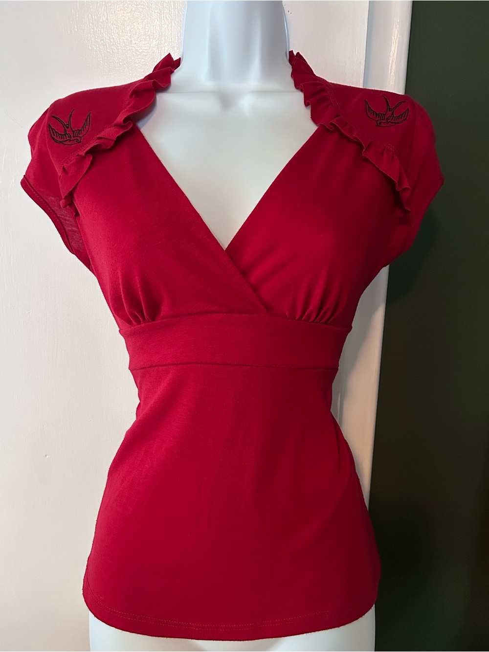 Rock Steady - Sparrow Ruffle Top in Deep Red